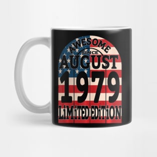 40 Years Old Birthday Gifts Born August 1979 Retro US Flag Mug